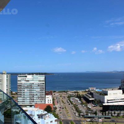 Apto – piso alto, 2 dorm., 2 baños, garage, edificio con amenities, playa mansa